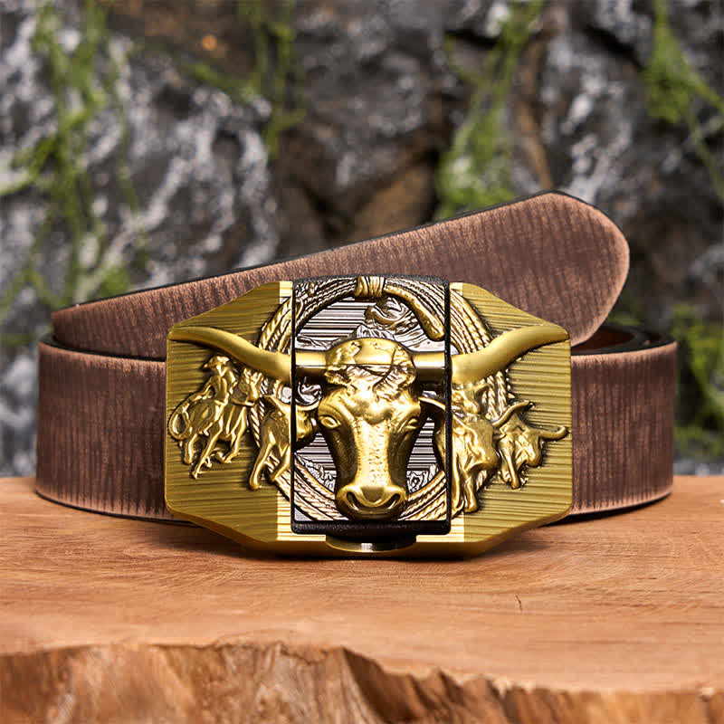 Men's DIY Golden Domineering Bull Leather Belt with Hidden Lighter - Image 9