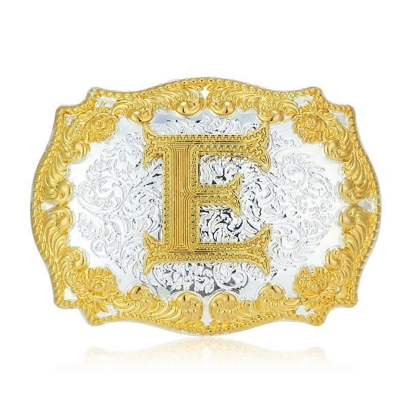 Men's DIY Golden Initial Letter Buckle Leather Belt - Image 10