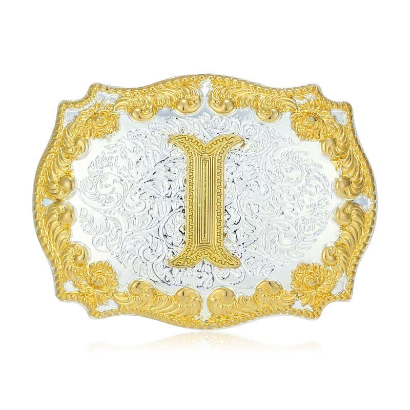 Men's DIY Golden Initial Letter Buckle Leather Belt - Image 14