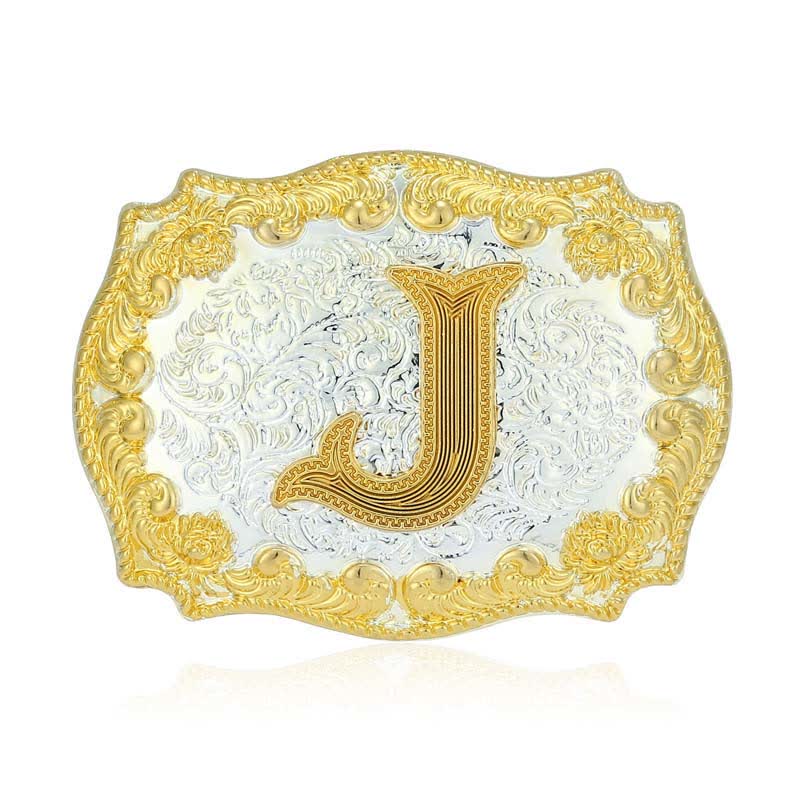 Men's DIY Golden Initial Letter Buckle Leather Belt - Image 15