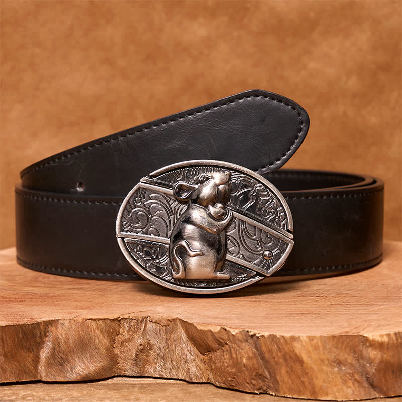 Men's DIY Hamster Hidden Folding Knife Leather Belt - Image 4