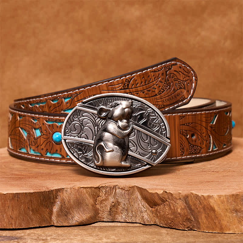 Men's DIY Hamster Hidden Folding Knife Leather Belt - Image 6
