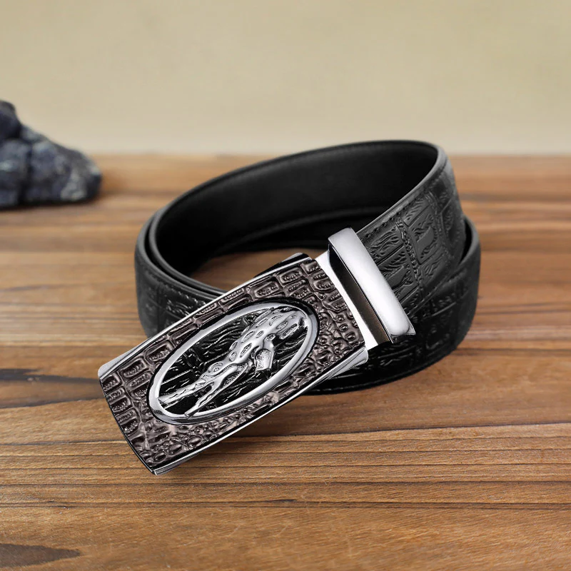 Men's DIY Hollow Crocodile Automatic Buckle Leather Belt - Image 10