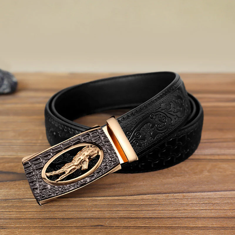 Men's DIY Hollow Crocodile Automatic Buckle Leather Belt - Image 5