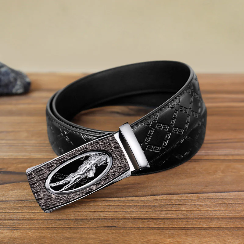 Men's DIY Hollow Crocodile Automatic Buckle Leather Belt - Image 9