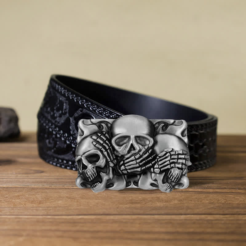 Men's DIY Horrible Laugh Skull Buckle Leather Belt - Image 11