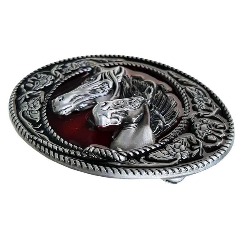 Men's DIY Horse And Colt Enameled Buckle Leather Belt - Image 4