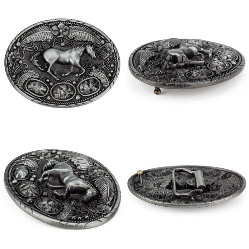 Men's DIY Horse Eagle Embossed Buckle Leather Belt - Image 3
