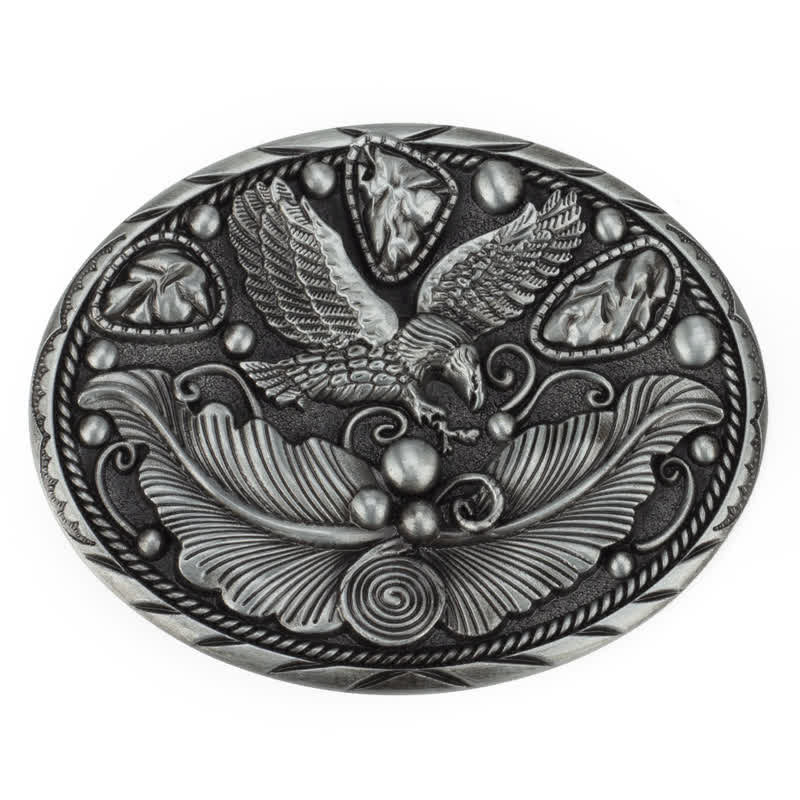 Men's DIY Horse Eagle Embossed Buckle Leather Belt - Image 5