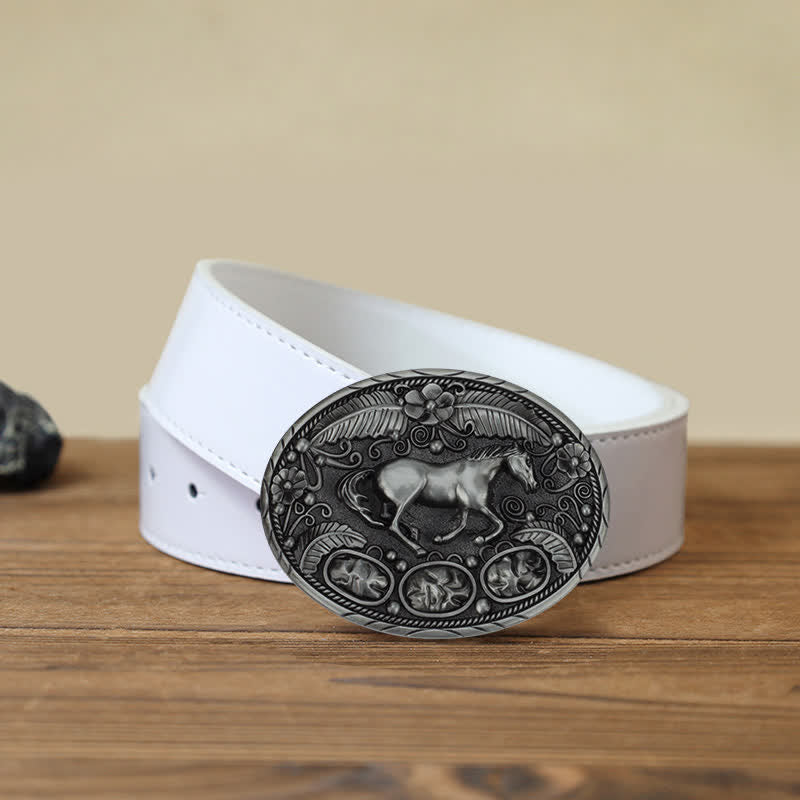Men's DIY Horse Eagle Embossed Buckle Leather Belt - Image 9