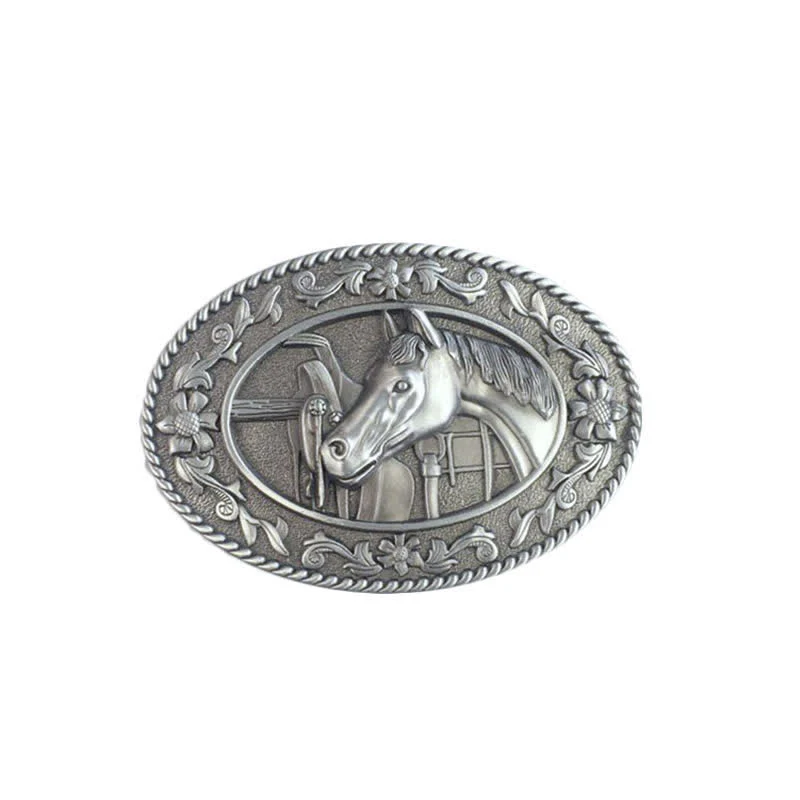 Men's DIY Horse Head Saddle Enameled Buckle Leather Belt - Image 10