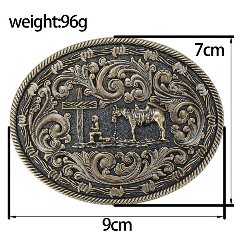 Men's DIY Horseman Kneeling Buckle Leather Belt - Image 14