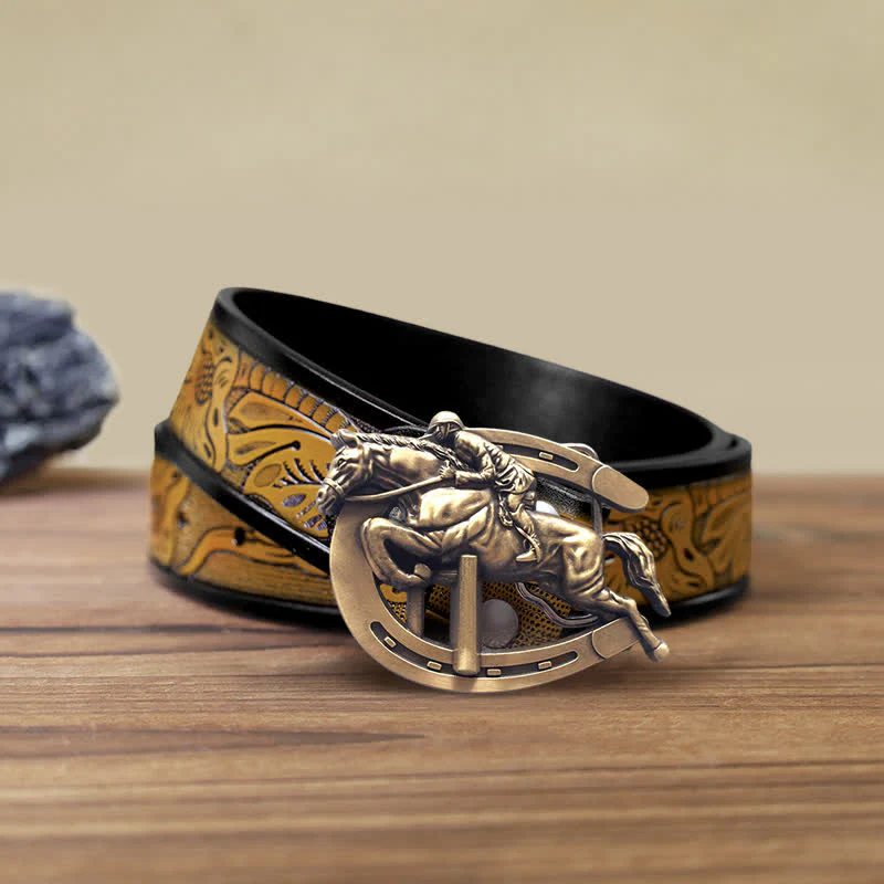 Men's DIY Horsemanship Horse Show Buckle Leather Belt - Image 10