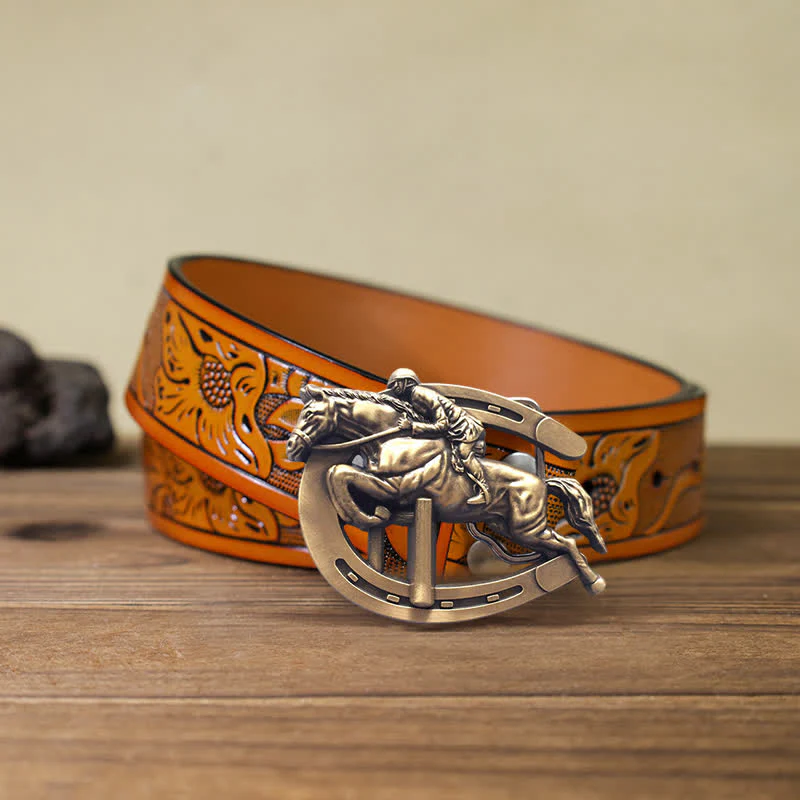 Men's DIY Horsemanship Horse Show Buckle Leather Belt - Image 11