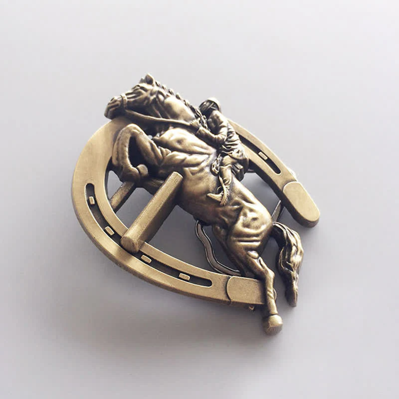 Men's DIY Horsemanship Horse Show Buckle Leather Belt - Image 3