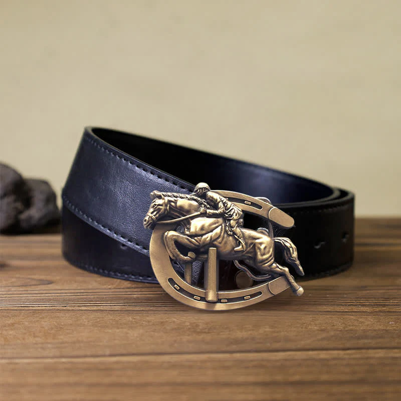 Men's DIY Horsemanship Horse Show Buckle Leather Belt - Image 5