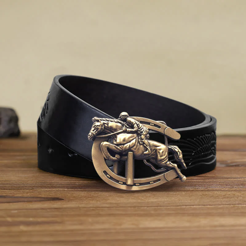 Men's DIY Horsemanship Horse Show Buckle Leather Belt - Image 6