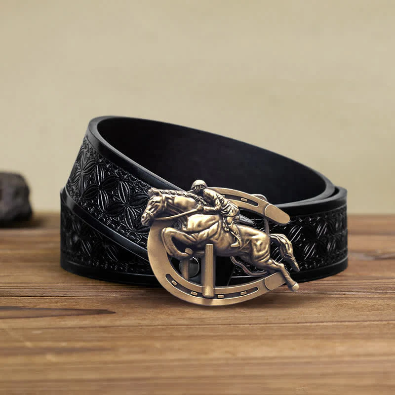 Men's DIY Horsemanship Horse Show Buckle Leather Belt - Image 7