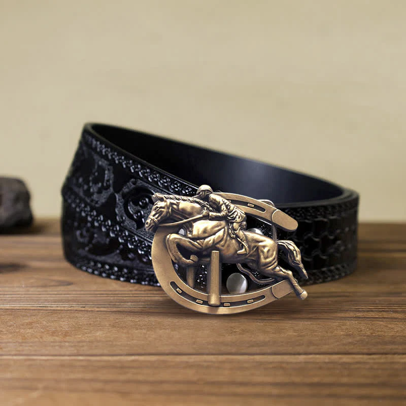 Men's DIY Horsemanship Horse Show Buckle Leather Belt - Image 8
