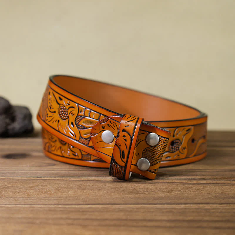 Men's DIY Horseshoe Black Enamel Buckle Leather Belt - Image 17
