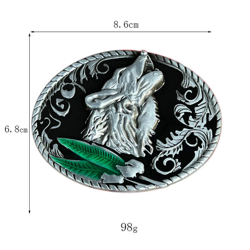 Men's DIY Howling Wolf Head Buckle Leather Belt - Image 3