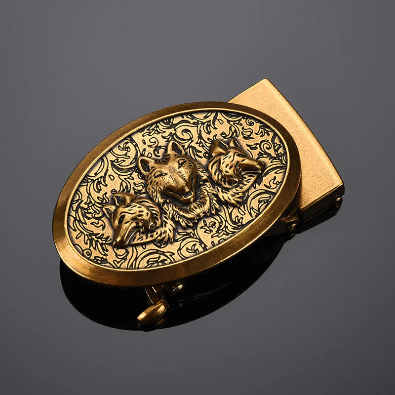 Men's DIY Hungry Wolves Automatic Buckle Leather Belt - Image 7