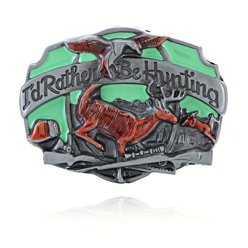 Men's DIY Hunting Deer In The Wild Buckle Leather Belt - Image 3