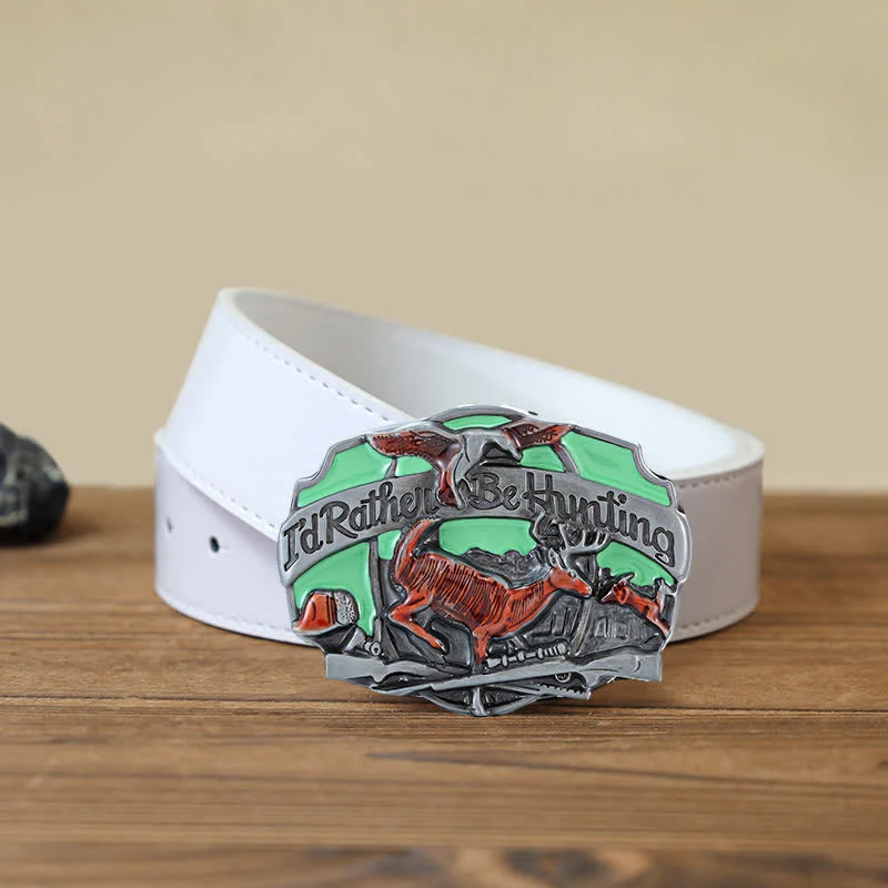 Men's DIY Hunting Deer In The Wild Buckle Leather Belt - Image 6