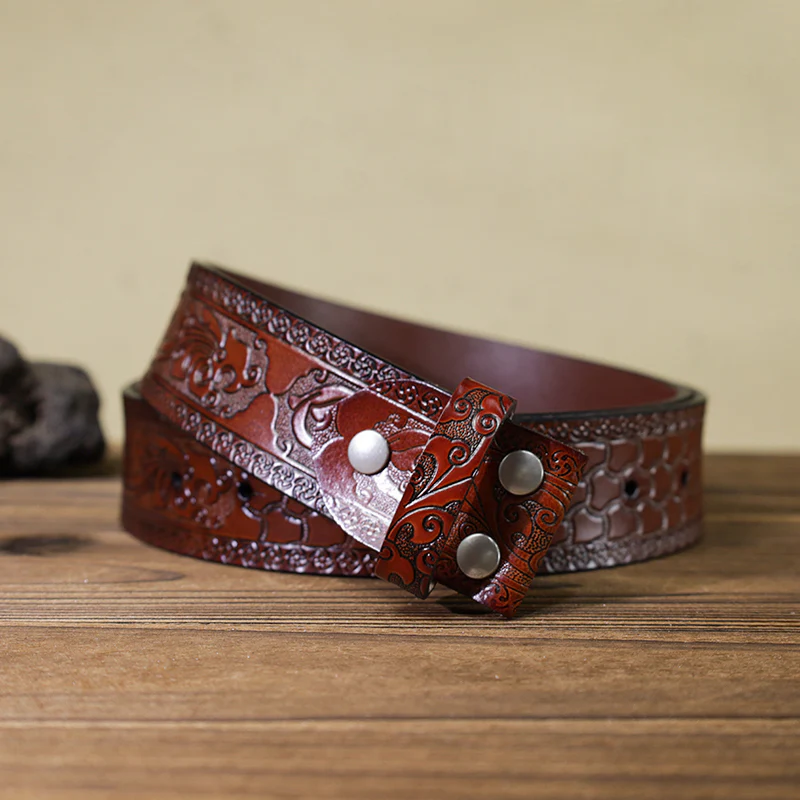 Men's DIY Indian Chief Tribal Buckle Leather Belt - Image 19