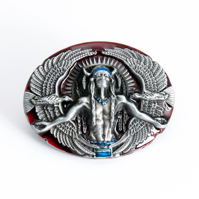 Men's DIY Indian Great Spirit Buckle Leather Belt - Image 13