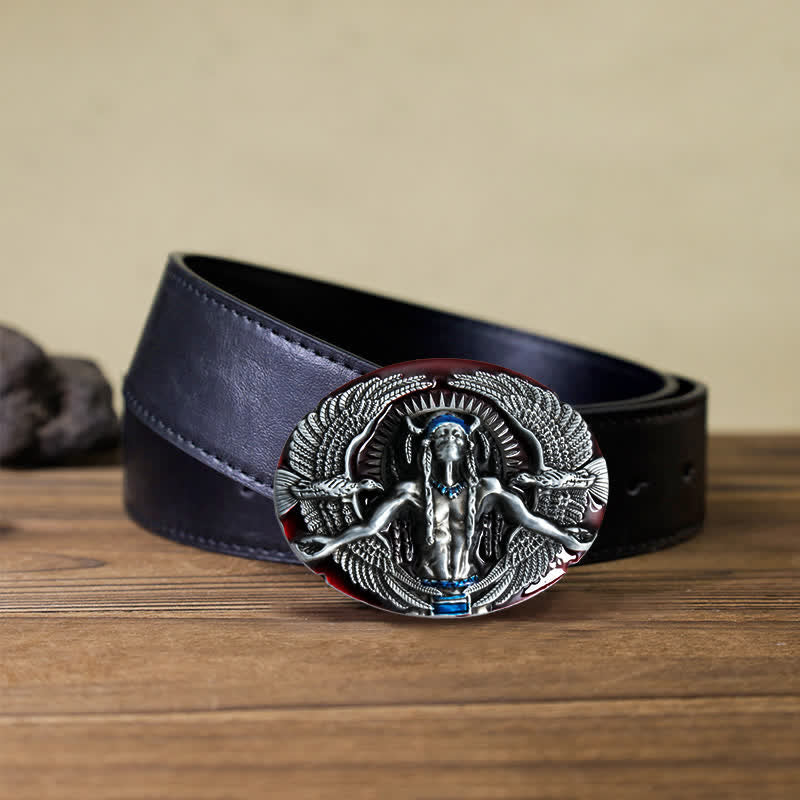 Men's DIY Indian Great Spirit Buckle Leather Belt - Image 16