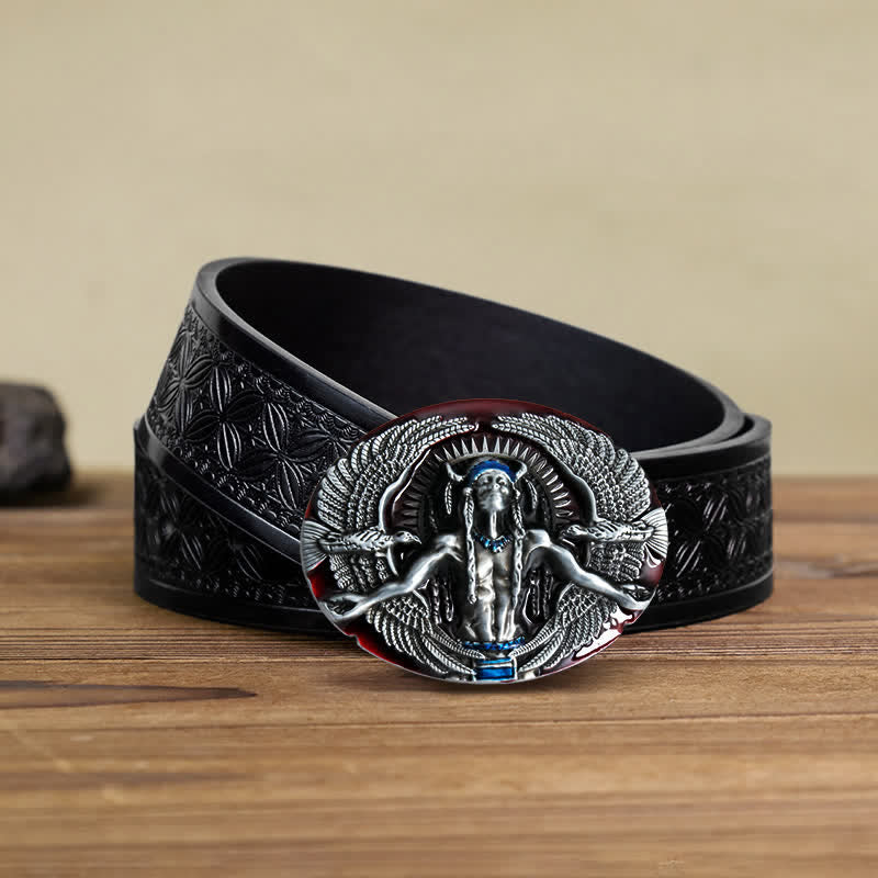 Men's DIY Indian Great Spirit Buckle Leather Belt - Image 18