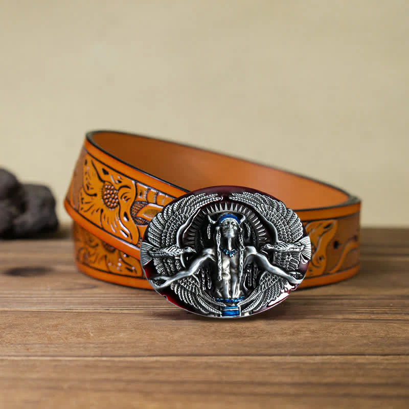 Men's DIY Indian Great Spirit Buckle Leather Belt - Image 22