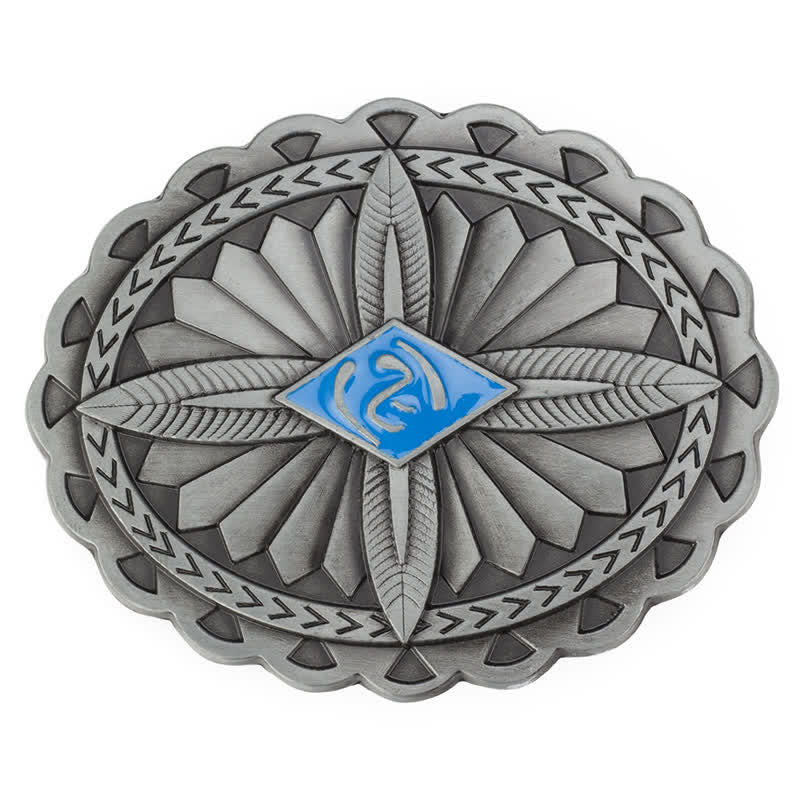 Men's DIY Indian Tribal Cross Totem Buckle Leather Belt - Image 11