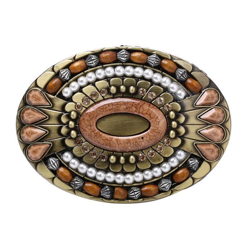 Men's DIY Indian Wood Bead Buckle Leather Belt - Image 11