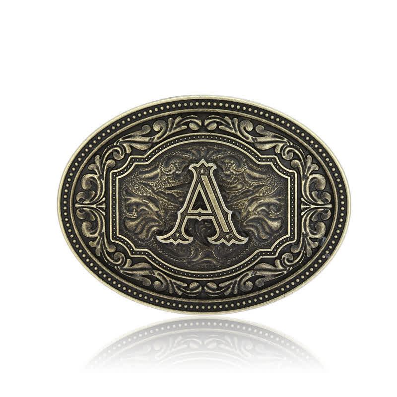 Men's DIY Initial Letter Patterned Buckle Leather Belt - Image 3