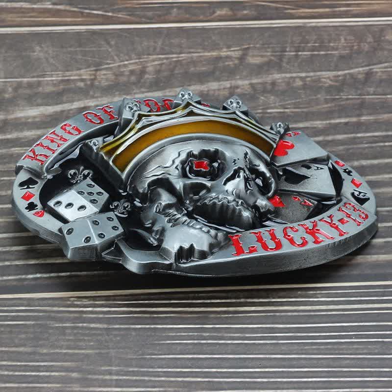 Men's DIY King Of Fools Lucky 13 Buckle Leather Belt - Image 4