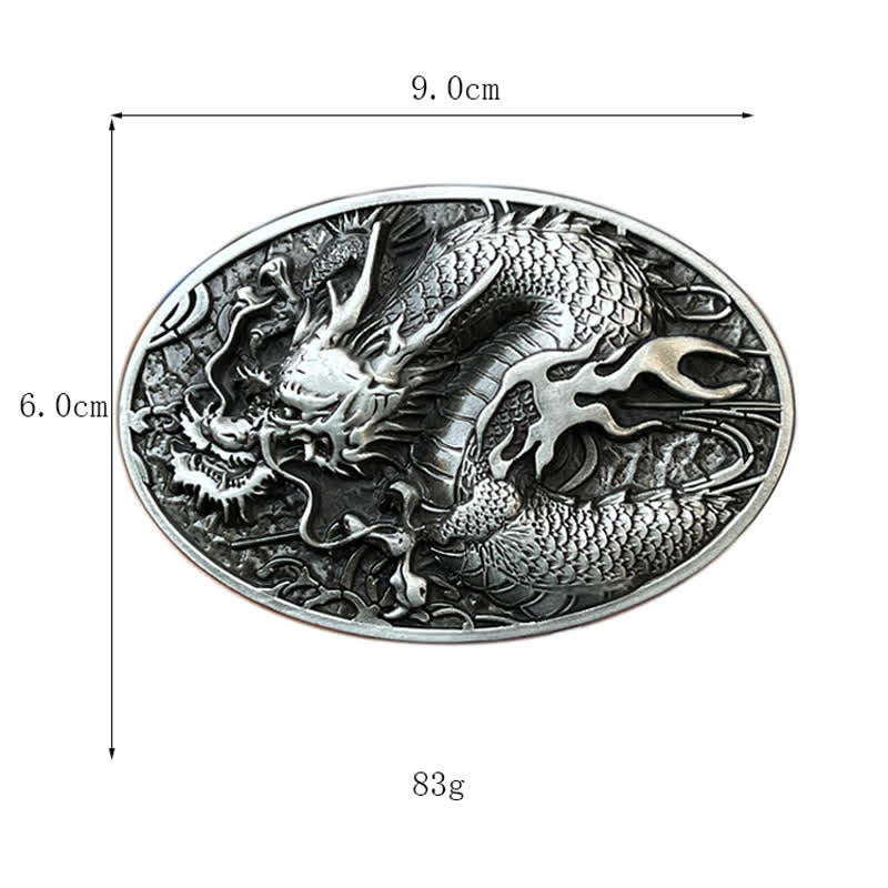 Men's DIY Large Fire Dragon Buckle Leather Belt - Image 3