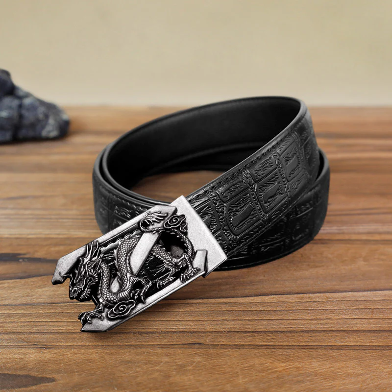 Men's DIY Letter Z Dragon Automatic Buckle Leather Belt - Image 13