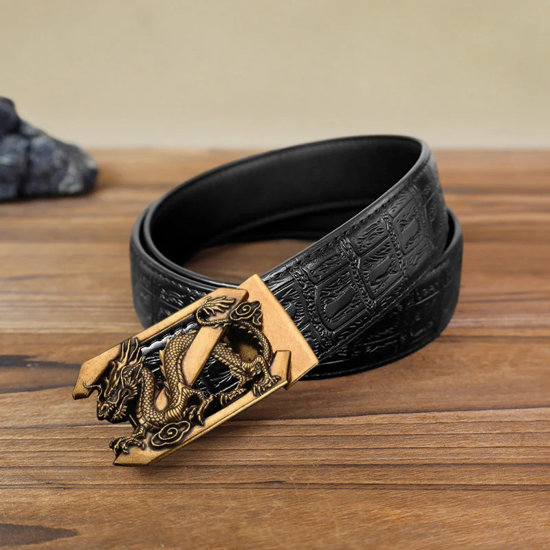Men's DIY Letter Z Dragon Automatic Buckle Leather Belt - Image 4