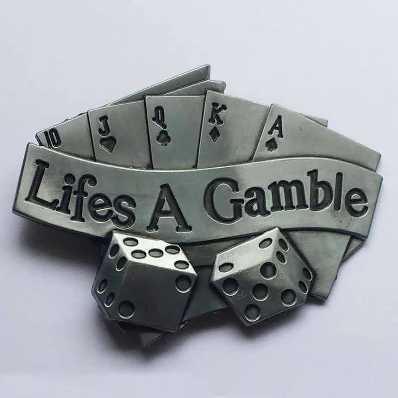 Men's DIY Life's A Gamble Poker Buckle Leather Belt - Image 3