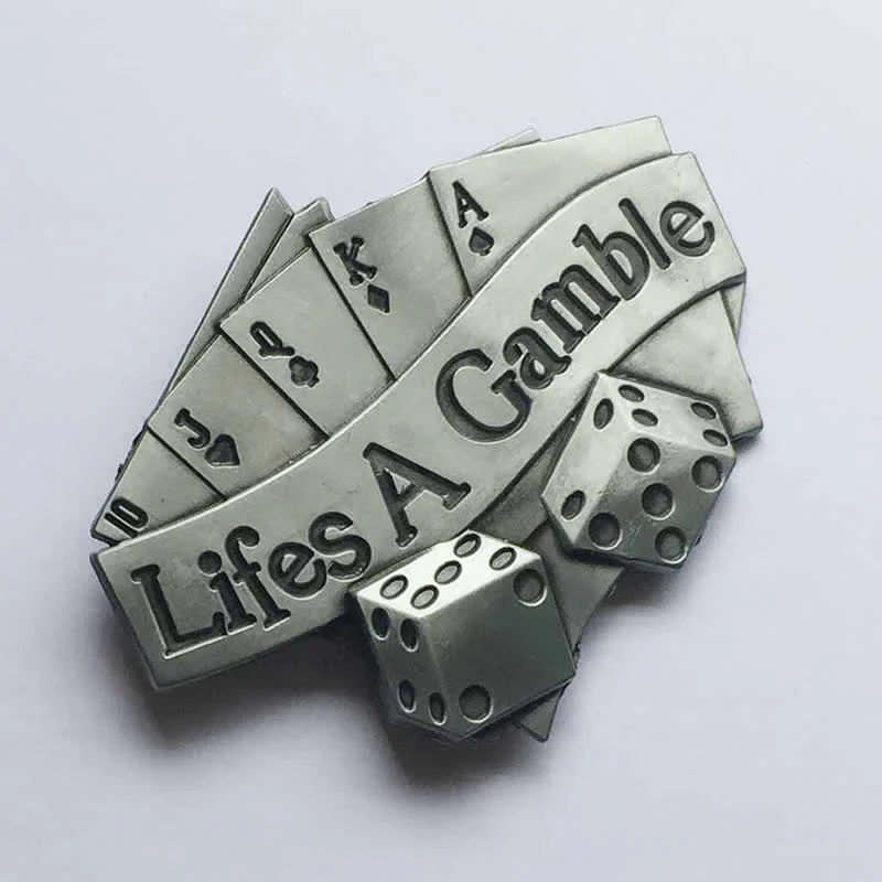 Men's DIY Life's A Gamble Poker Buckle Leather Belt - Image 4