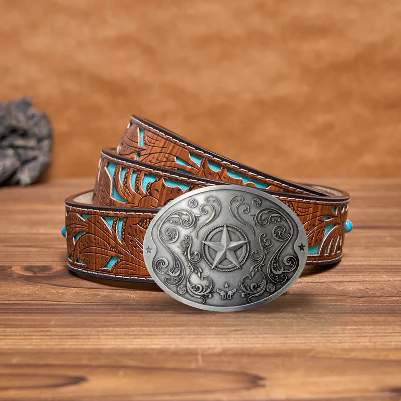 Men's DIY Western Star Creative Beer Holder Buckle Leather Belt - Image 10