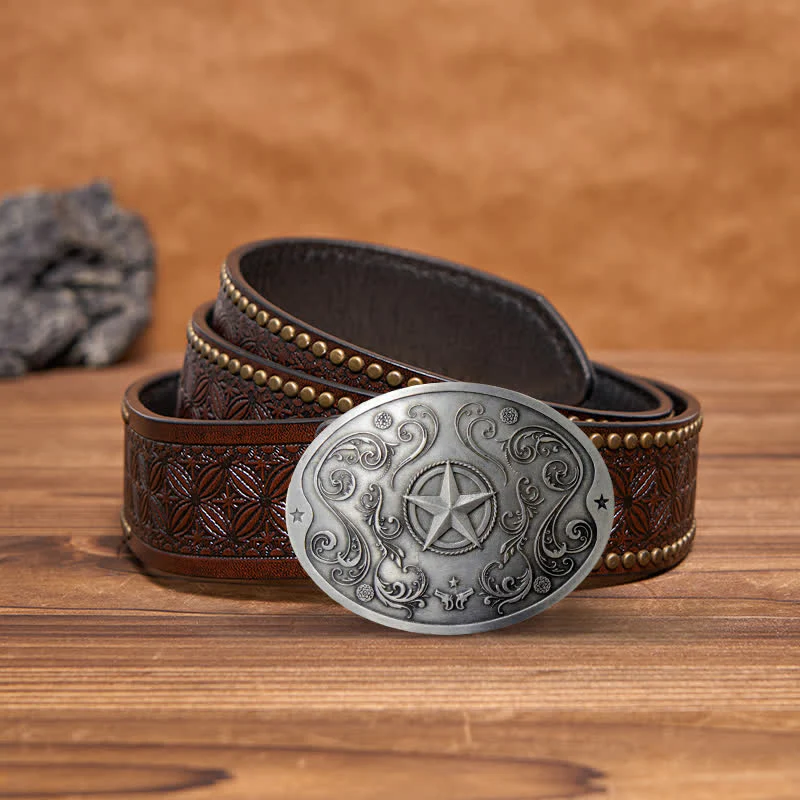 Men's DIY Western Star Creative Beer Holder Buckle Leather Belt - Image 11