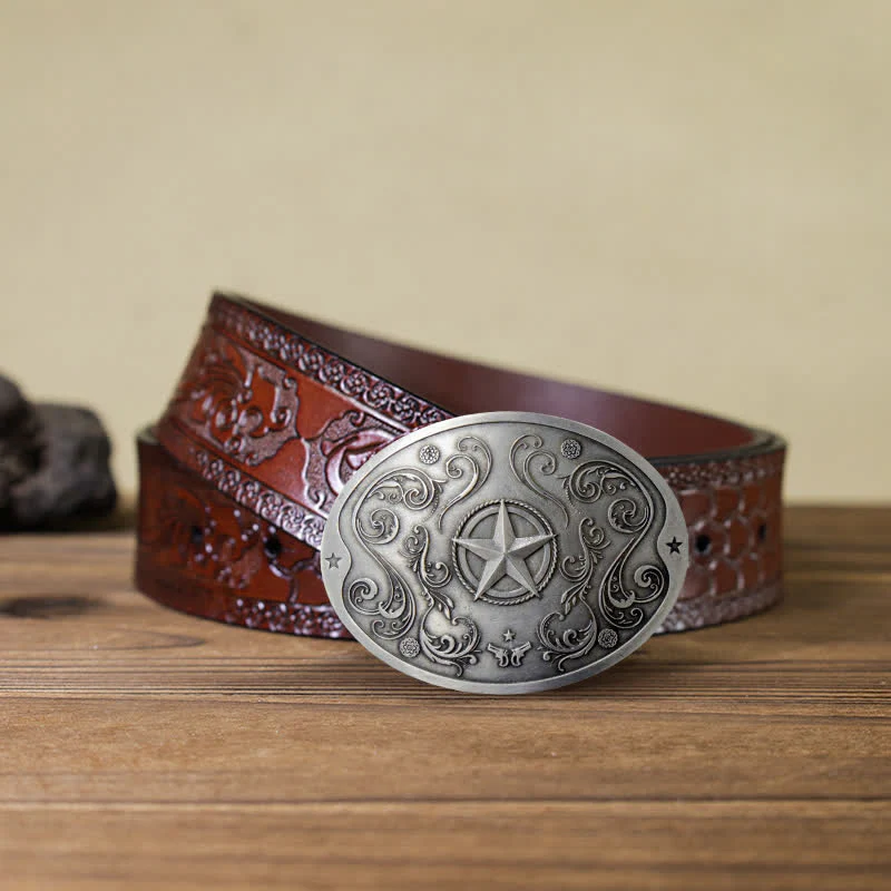 Men's DIY Western Star Creative Beer Holder Buckle Leather Belt - Image 13