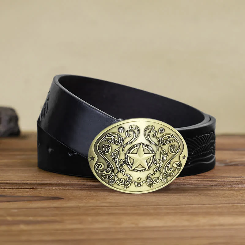 Men's DIY Western Star Creative Beer Holder Buckle Leather Belt - Image 15