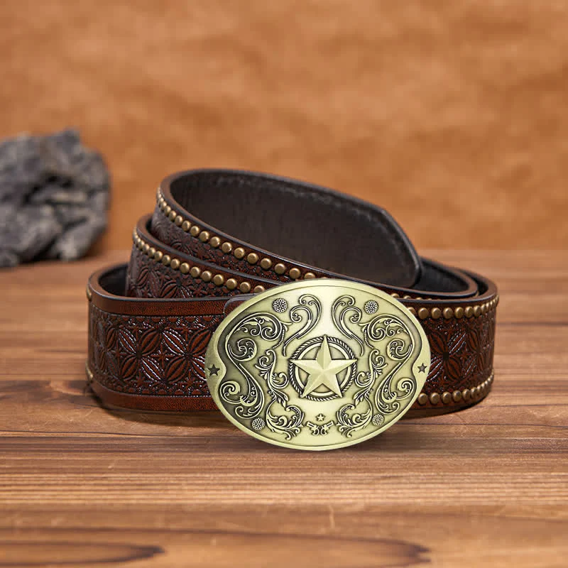 Men's DIY Western Star Creative Beer Holder Buckle Leather Belt - Image 17