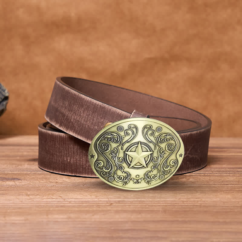 Men's DIY Western Star Creative Beer Holder Buckle Leather Belt - Image 18