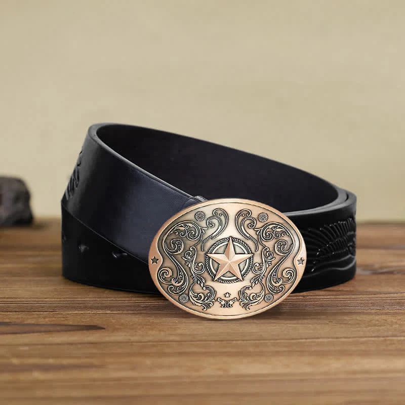 Men's DIY Western Star Creative Beer Holder Buckle Leather Belt - Image 21