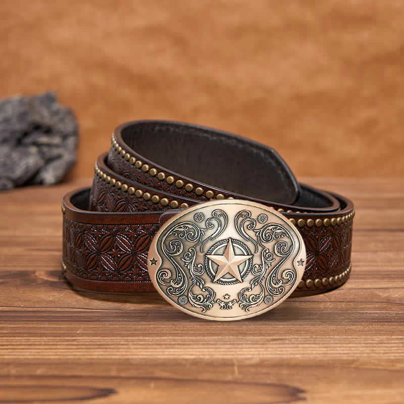 Men's DIY Western Star Creative Beer Holder Buckle Leather Belt - Image 23